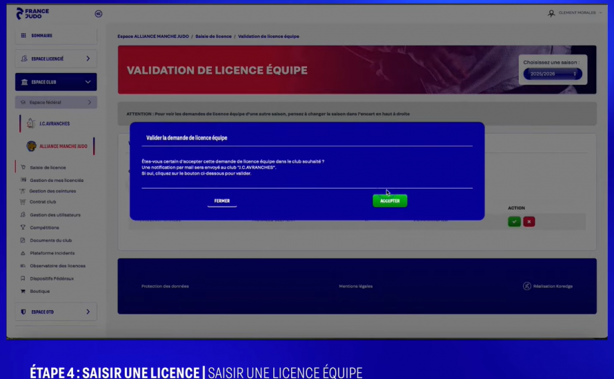 Tuto Prise de licence équipe